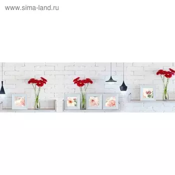 Кухонный фартук 2100х600 мм, закалённое стекло 4 мм, 6 отверстий под крепёж, цвет АРТ677