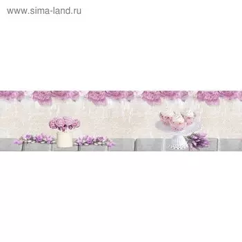 Кухонный фартук 2400х600 мм, закалённое стекло 4 мм, 6 отверстий под крепёж, цвет АРТ512