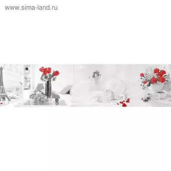 Кухонный фартук 2400х600 мм, закалённое стекло 4 мм, 6 отверстий под крепёж, цвет АРТ57