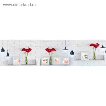 Кухонный фартук 2400х600 мм, закалённое стекло 4 мм, 6 отверстий под крепёж, цвет АРТ677