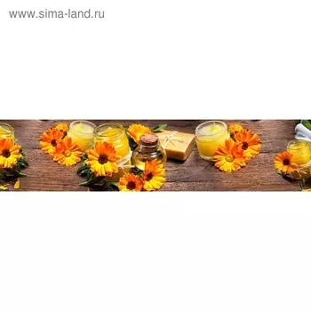 Кухонный фартук 2600х600 мм, закалённое стекло 4 мм, 6 отверстий под крепёж, цвет АРТ519