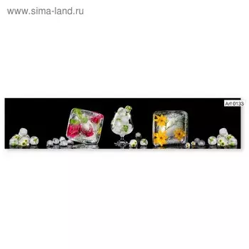 Кухонный фартук МДФ Кубики льда на черном фоне 0133 2800х610х6мм