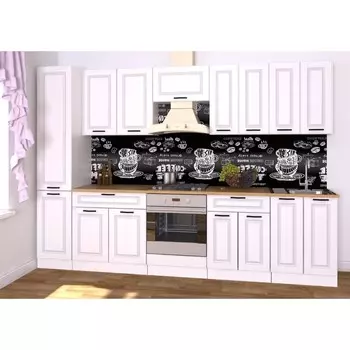 Кухонный гарнитур прямой «Вегас 10» 3000 мм, цвет белый