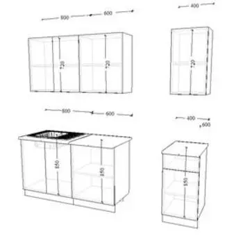 Кухонный гарнитур прямой «ЛОФТ 24», 1800600 мм, цвет серый/рустик натуральный/бетон тёмный/дуб бунратти