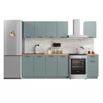 Кухонный гарнитур прямой Simple, без столешницы, 2000 мм, цвет пыльный зелёный