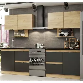 Кухонный гарнитур Диана 5 1600 ЛДСП, Дуб золотистый/Антрацит