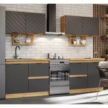 Кухонный гарнитур Диана 5 2000 МДФ, Дуб золотистый/Софт графит