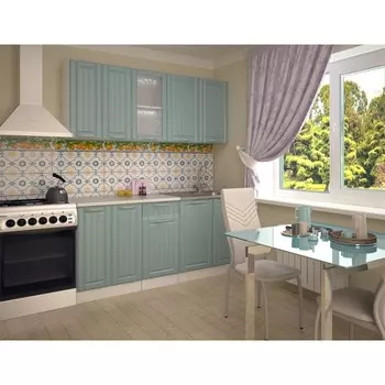 Кухонный гарнитур прямой «Прованс 2», с столешницей, 1800 мм, цвет роялвуд голубой