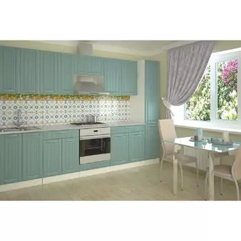 Кухонный гарнитур прямой 13Р, 3000 мм, цвет белый/голубой прованс