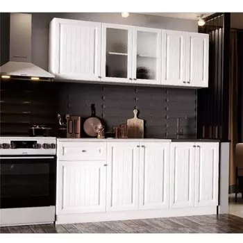 Кухонный гарнитур прямой «Хозяюшка», с столешницей, 1800 мм, цвет акация белая