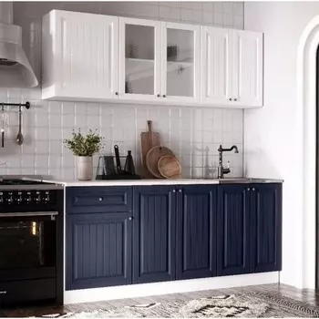 Кухонный гарнитур прямой «Хозяюшка», с столешницей, 1800 мм, МДФ, цвет акация белая/сапфир