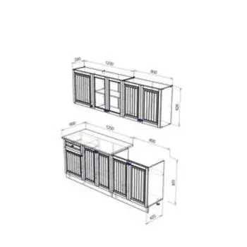 Кухонный гарнитур Хозяюшка, 2000х600х2100, МДФ, Белый/Трюфель