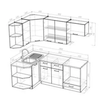 Кухонный гарнитур Илона прайм, 1300 х 2000 мм