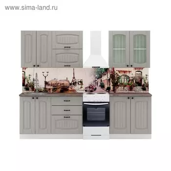 Кухонный гарнитур прямой «Кантри», 2000 мм, цвет белый/ясень серый