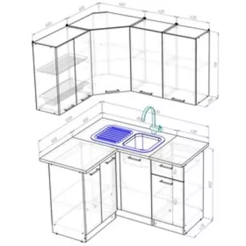 Кухонный гарнитур Кира прайм 1200*1400