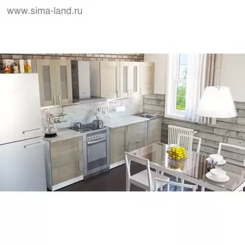 Кухонный гарнитур прямой «Лира компакт», 2200 мм, цвет ясень шимо светлый