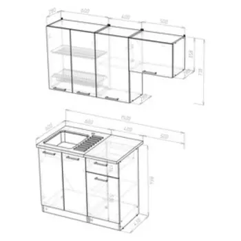 Кухонный гарнитур прямой «Лира нормал», 1500 мм, цвет ясень шимо светлый