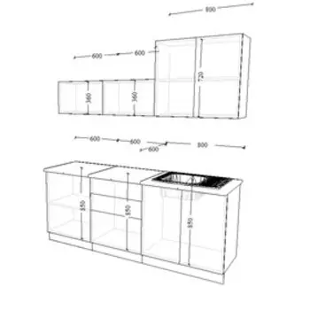 Кухонный гарнитур прямой «Лофт 12», 2000600 мм, цвет сахара/бетон тёмный