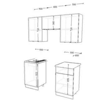 Кухонный гарнитур прямой «Лофт 13», 1600600 мм, цвет дуб бунратти/бетон тёмный