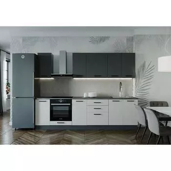 Кухня прямая «Лофт», со столешницей, 2800600 мм, цвет внтрацит/детройт/антрацит/жемчуг