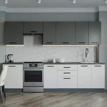 Кухня прямая «Лофт», со столешницей, 3000600 мм, цвет антрацит/детройт/антрацит/жемчуг