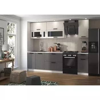 Кухонный гарнитур прямой «Монако» 2000 мм, цвет белый/софт графит