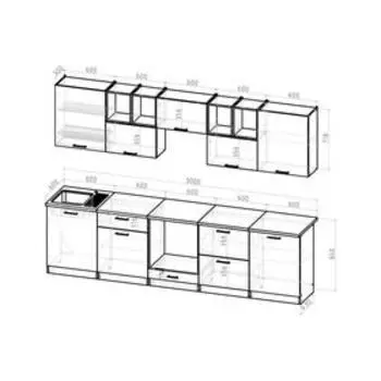 Кухонный гарнитур Оливия 3000