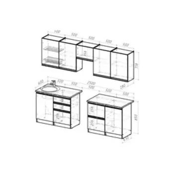 Кухонный гарнитур прямой «Паола мега», 2500600 мм, цвет белый/кантри/дуб грей/дуб браун