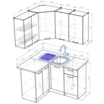 Кухонный гарнитур Полина прайм, 1200 х 1400 мм