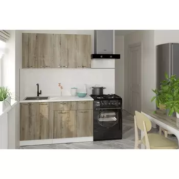 Кухонный гарнитур прямой «Альта медиум», 1400 мм, цвет дуб дарго/белый глянец