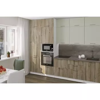 Кухонный гарнитур прямой «Анхель экстра», 3000 мм, цвет дуб дарго/белый/орегано