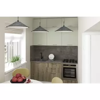 Кухонный гарнитур прямой «Анхель макси», 1800 мм, цвет дуб дарго/белый/орегано