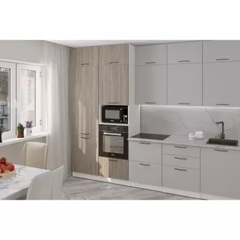 Кухонный гарнитур прямой «Парма экстра», 3000 мм, цвет белый/шиншилла серая/джарра