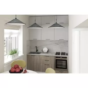 Кухонный гарнитур прямой «Парма макси», 1800 мм, цвет белый/шиншилла серая/джарра