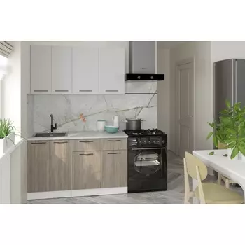 Кухонный гарнитур прямой «Парма медиум», 1400 мм, цвет белый/шиншилла серая/джарра