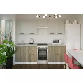 Кухонный гарнитур прямой «Парма мега», 2300 мм, цвет белый/шиншилла серая/джарра