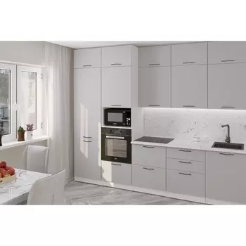 Кухонный гарнитур прямой «Шелли экстра», 3000 мм, цвет шиншилла серая/белый