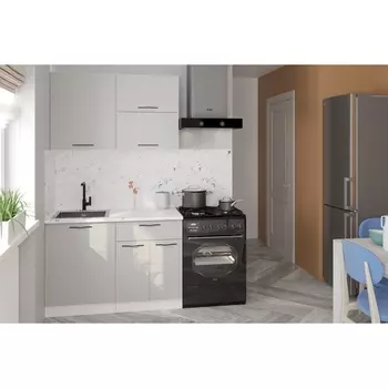 Кухонный гарнитур прямой «Шелли лайт», 1200 мм, цвет шиншилла серая/белый