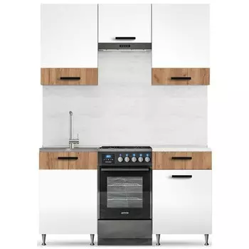 Кухонный гарнитур «Рио», 1500 мм, ЛДСП, цвет белый / дуб крафт