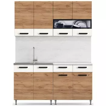 Кухонный гарнитур «Рио», 1600 мм, ЛДСП, цвет дуб крафт бежевый