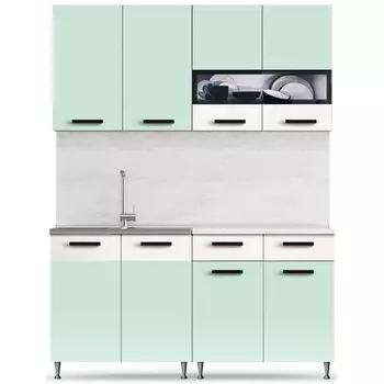 Кухонный гарнитур «Рио», 1600 мм, ЛДСП, цвет дуб мята бежевый