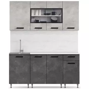 Кухонный гарнитур «Рио», 1700 мм, ЛДСП, цвет светлый бетон / тёмный бетон