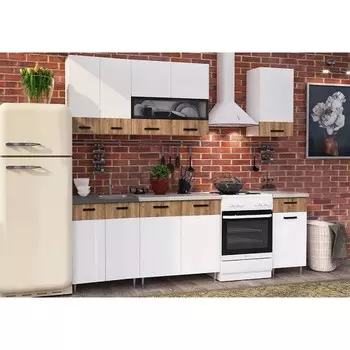 Кухонный гарнитур «Рио», 1800 мм, ЛДСП, цвет белый / дуб крафт