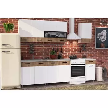 Кухонный гарнитур «Рио», 2000 мм, ЛДСП, цвет белый / дуб крафт