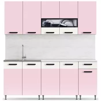 Кухонный гарнитур «Рио», 2000 мм, ЛДСП, цвет дуб розовый бежевый
