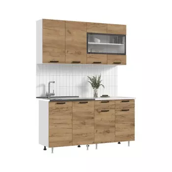 Кухонный гарнитур «Рио new», 1.6 м, ЛДСП, цвет дуб крафт / столешница антарес