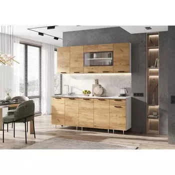 Кухонный гарнитур «Рио new», 2.0 м, ЛДСП, цвет дуб крафт / столешница антарес