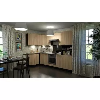 Кухонный гарнитур угловой «Симона гранд прайм», 26001400 мм, цвет дуб сонома/венге/берилл бежевый