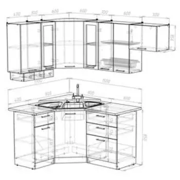 Кухонный гарнитур угловой «Симона литл», 13002000 мм, цвет дуб сонома/венге/берилл бежевый