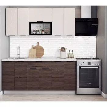 Кухонный гарнитур Стоун 1800х600 белый/грей софттач/палисандр